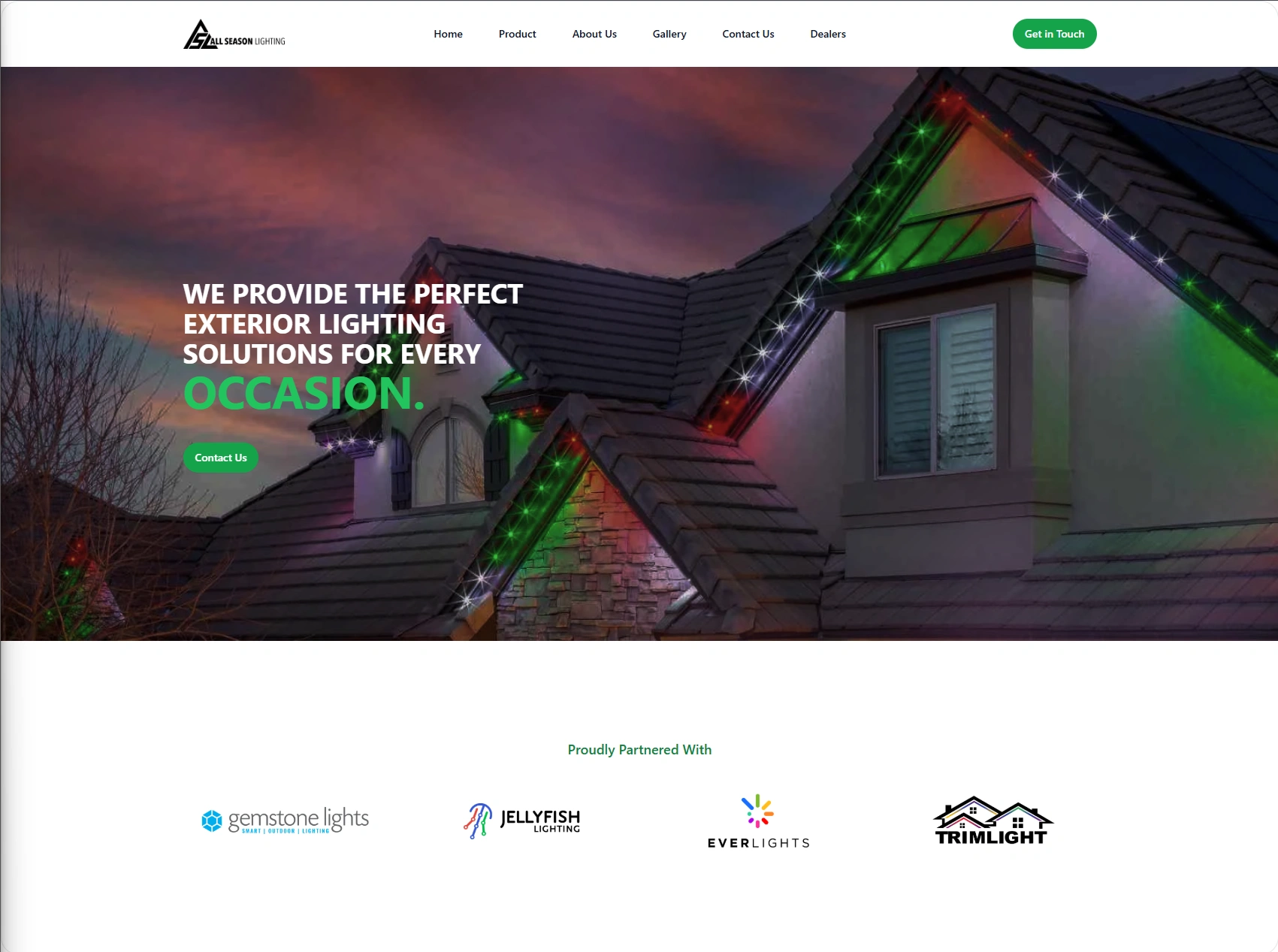 All Season Lighting website screenshot