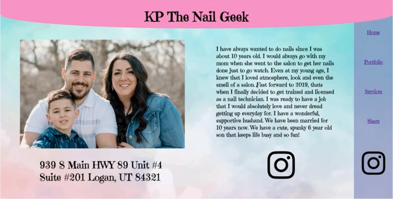 KPNailGeek website demo screenshot